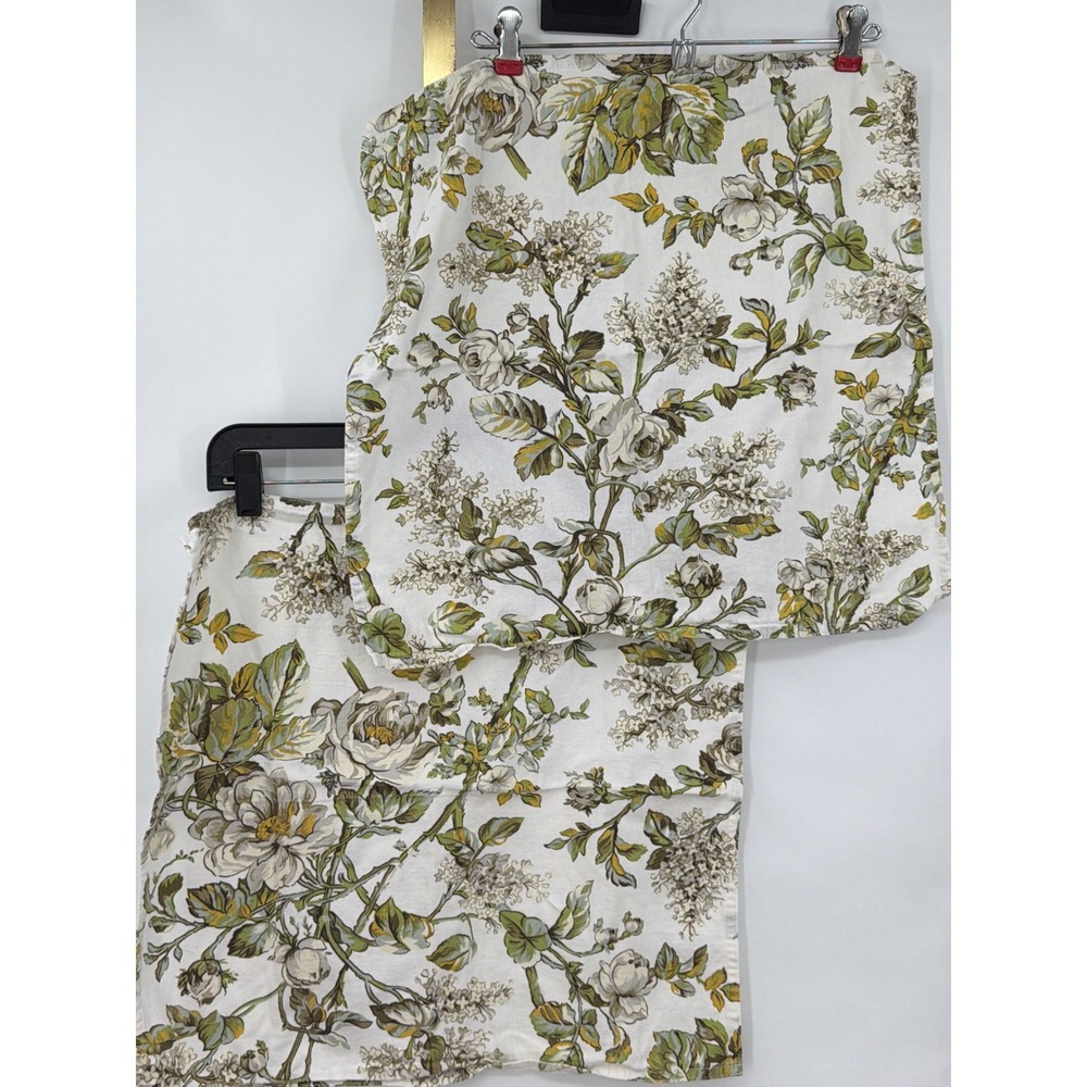 Lauren Ralph Lauren Floral Napkins Set of 2 White Green Rose Lilac Cotton 39x39"